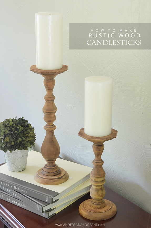 Easy DIY Rustic Wood Candlesticks | anderson + grant