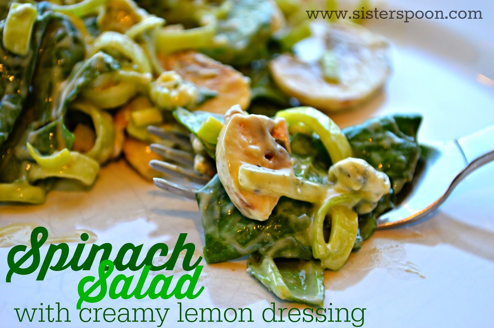 Sister Spoon Spinach Salad with Creamy Lemon Dressing