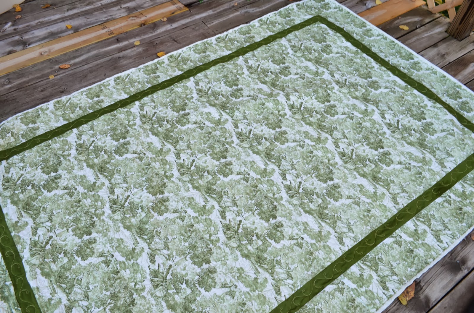 Rebecca's Designs Green/White Toile Quilt For DIL