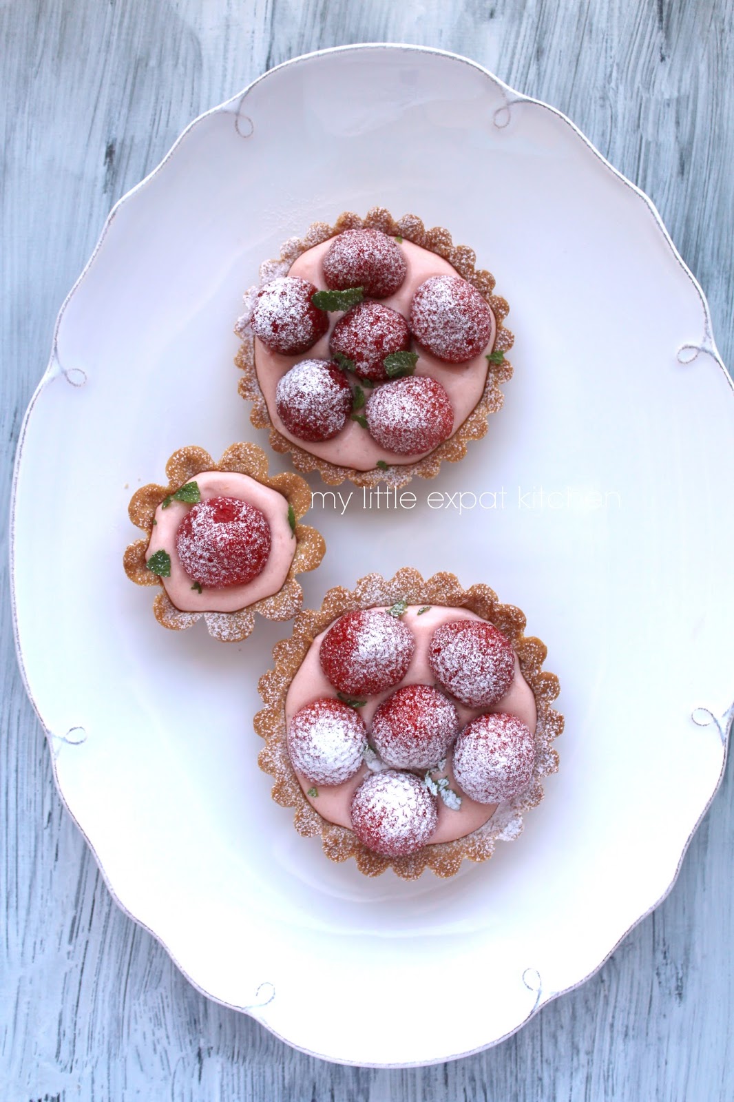  strawberry tartlets (with strawberry crème légère and fresh strawberries)