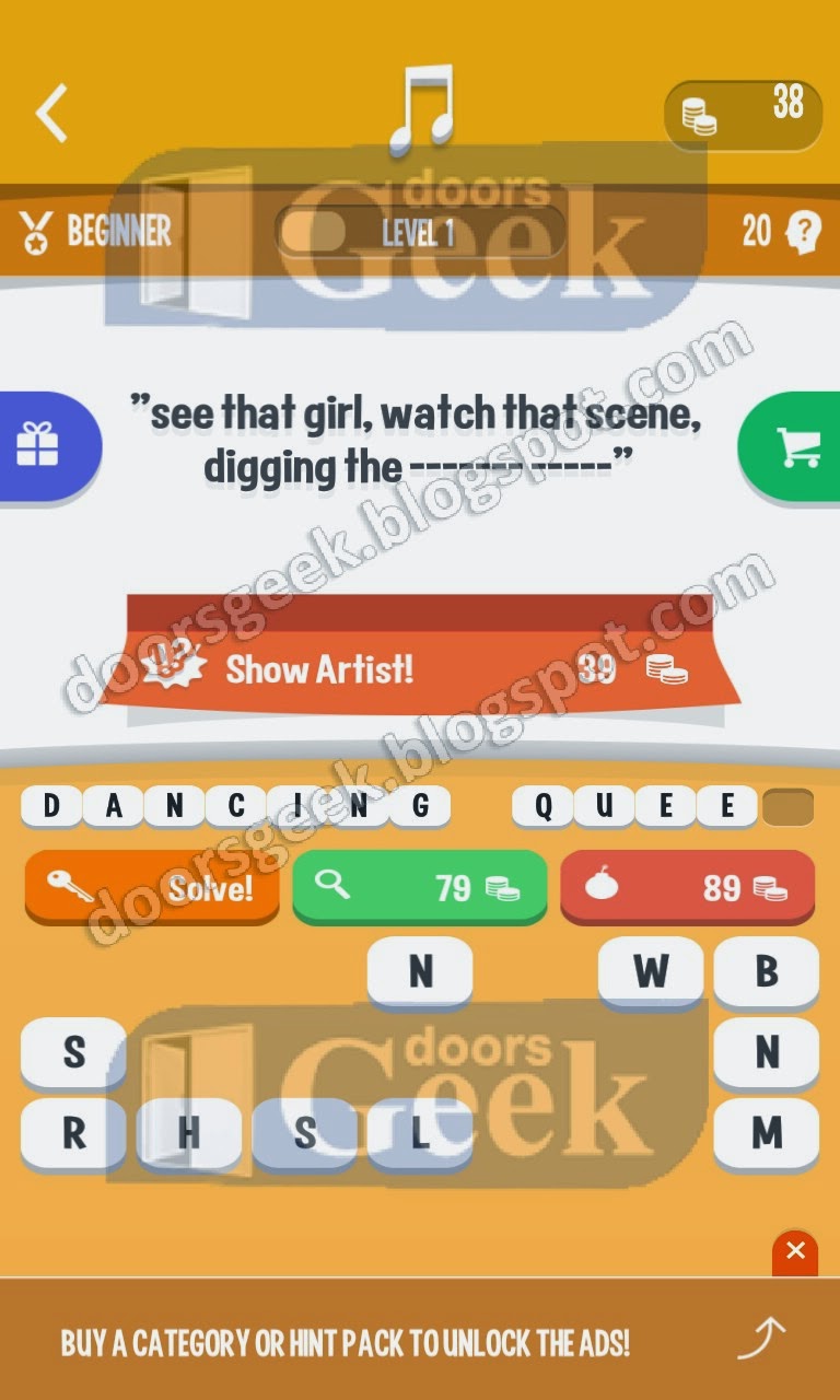 Song Quiz [Beginner] Level 1 Answer Doors Geek