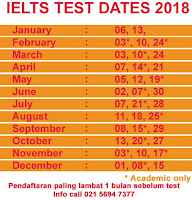 IELTS TEST DATES 2018