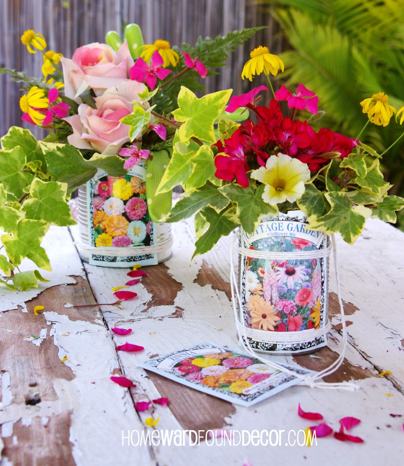 Tutorial May Day Tin Can Flower Baskets homewardFOUND decor
