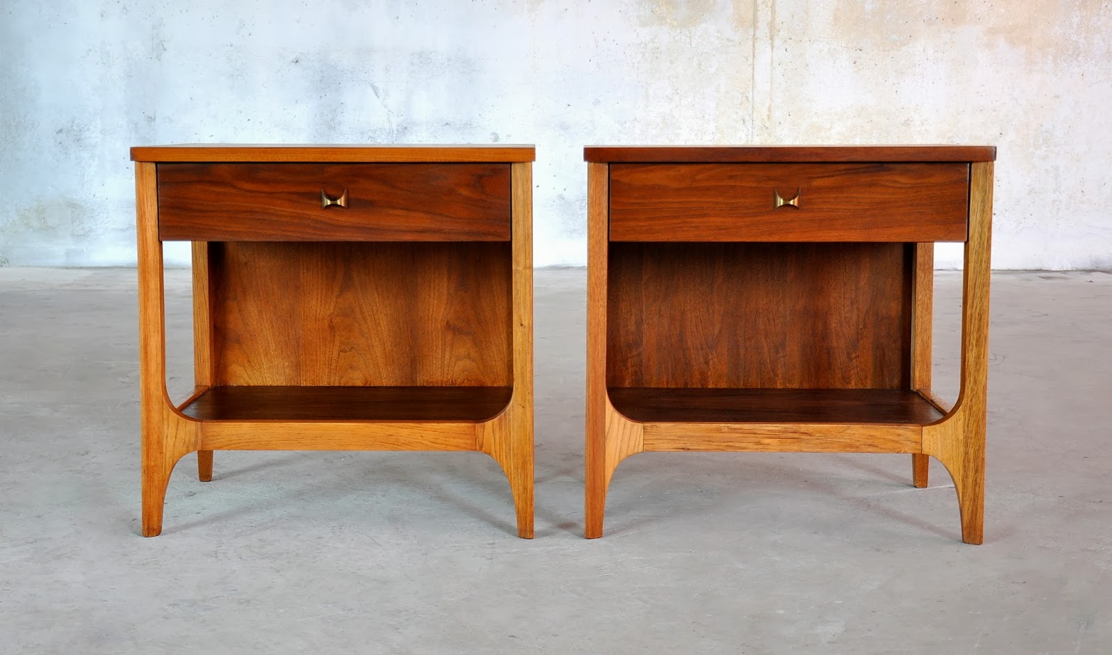 SELECT MODERN Pair of Brasilia Nightstands, Bedside, Side or End Tables