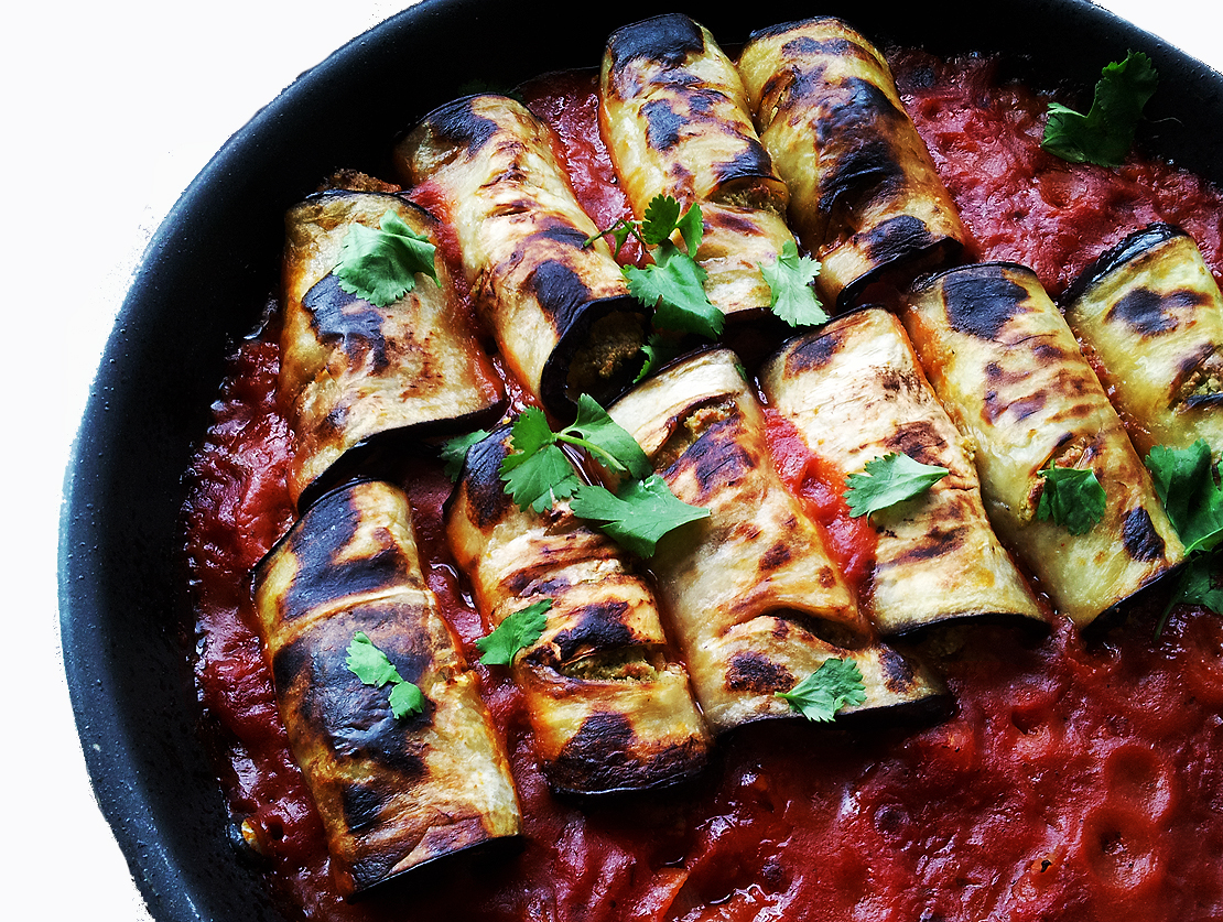 A Profound Hatred of Meat Eggplant Involtini with Basil Cashew Cheese