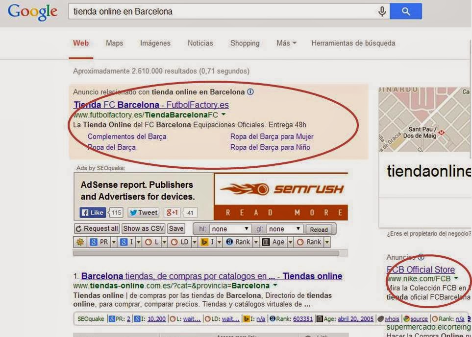 Ejemplo de anuncios Adwords red de búsquedas Ejemplo de anuncios Adwords red de búsquedas