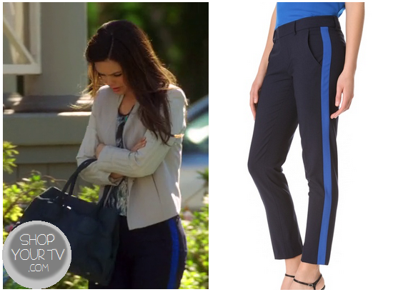 black pants blue stripe