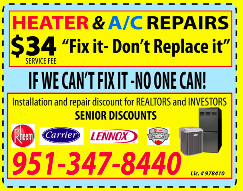 34 AC and Heater Repair Norco, CA