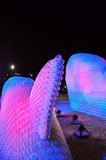 Giant Fish Sculptures made from Discarded Plastic Bottles