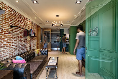 Green Artistic Apartment Interior Design