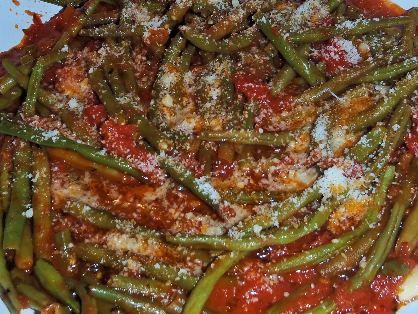 An Italian in the Kitchen Green Beans with Tomato Sauce