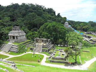 View of main plaza at Palenque in Mexico