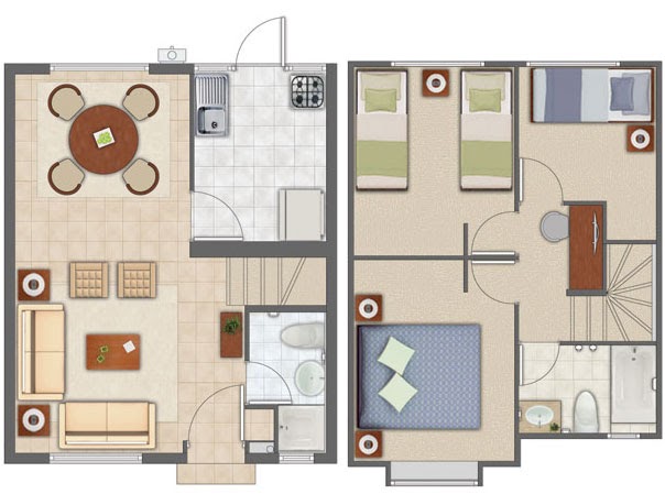 PLANOS DE CASAS GRATIS Y DEPARTAMENTOS EN VENTA: PLANOS DE CASAS EN 57M2