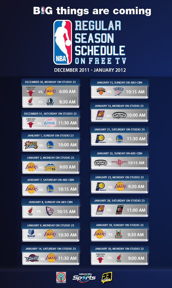 GET THE WONG IDEA Updated Free TV NBA Schedule for January