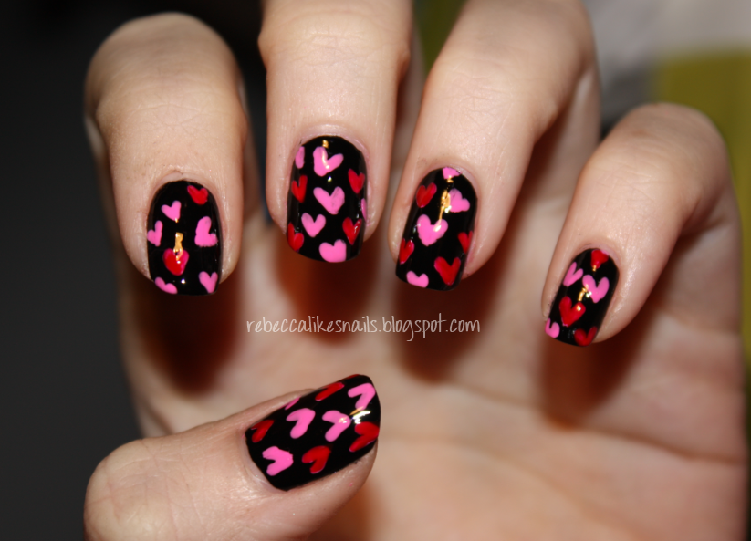rebecca likes nails valentine's series floating hearts