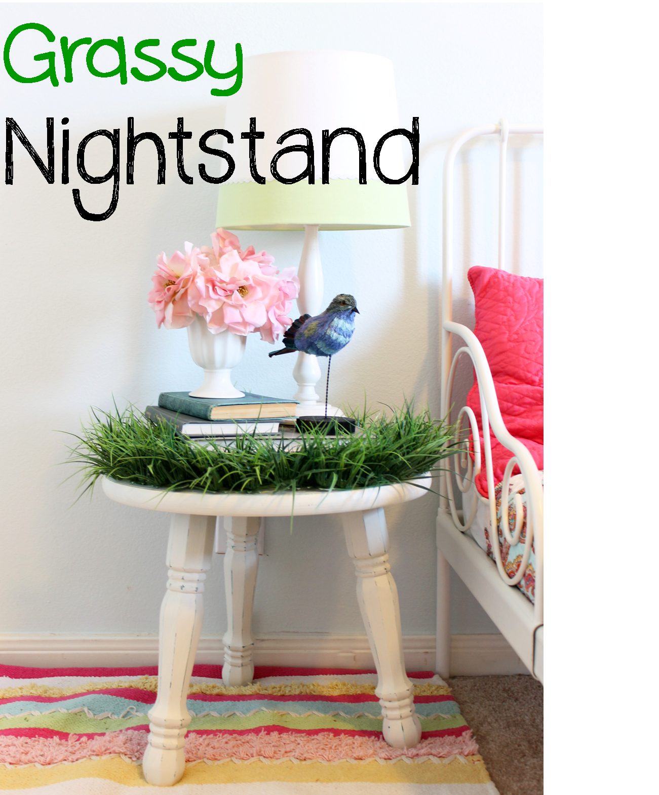 The Ragged Wren Grassy Nightstand Makeover
