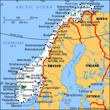 Kart over Norge Land