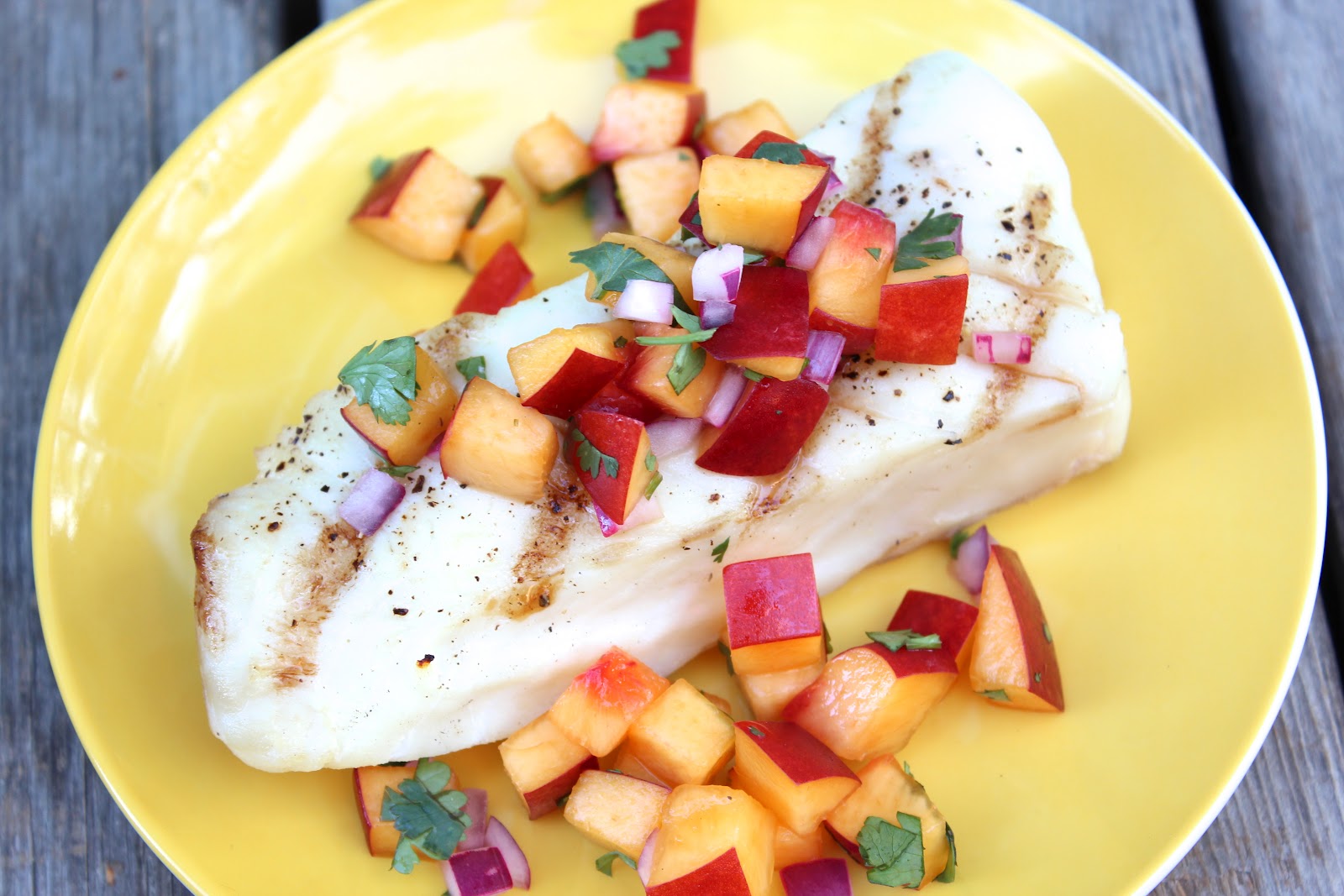 Grilled halibut with nectarine salsa lieslicious