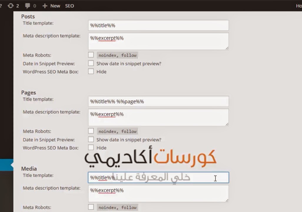 تهيئة السيو الداخلي لمدونة الوورد بريس تهيئة السيو الداخلي لمدونة الوورد بريس