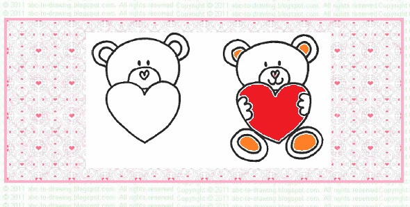 ABC To Drawing: Valentine ideas : How to draw valentine teddy bear