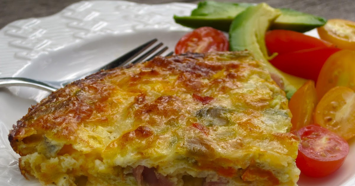 Delectably GlutenFree Green Chile, Egg and Ham Crustless Quiche