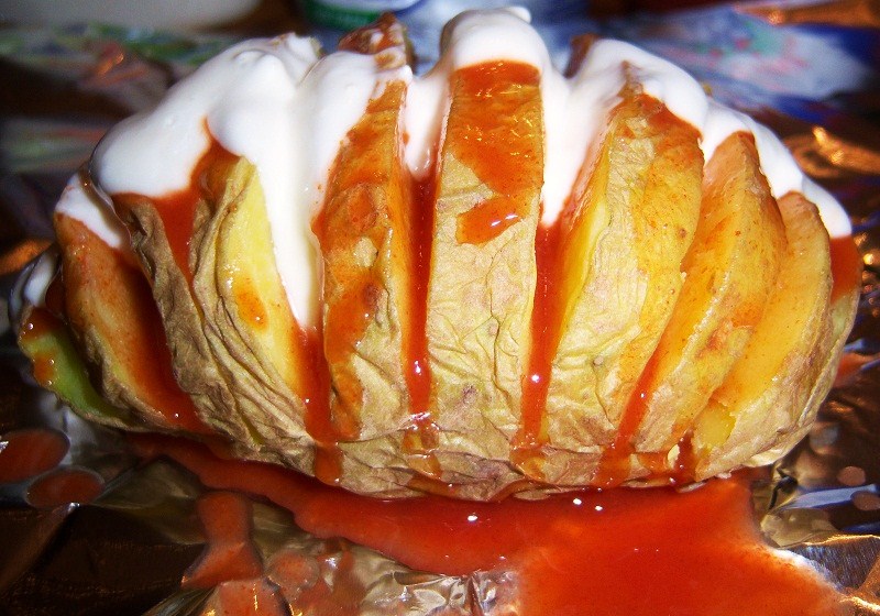 Buffalo Hot Sauce Baked Potatoes What's Cookin' Italian Style Cuisine