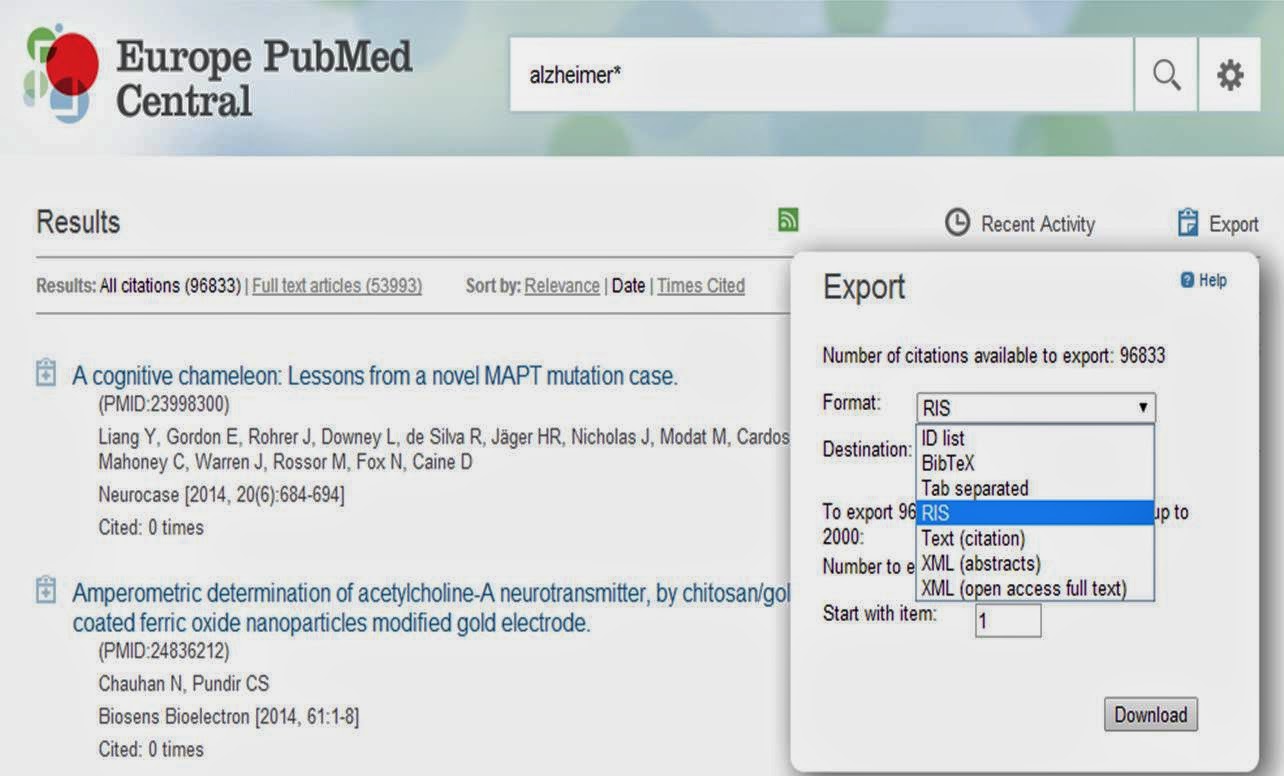 Blog Europe PMC New export options now available use Europe PMC to