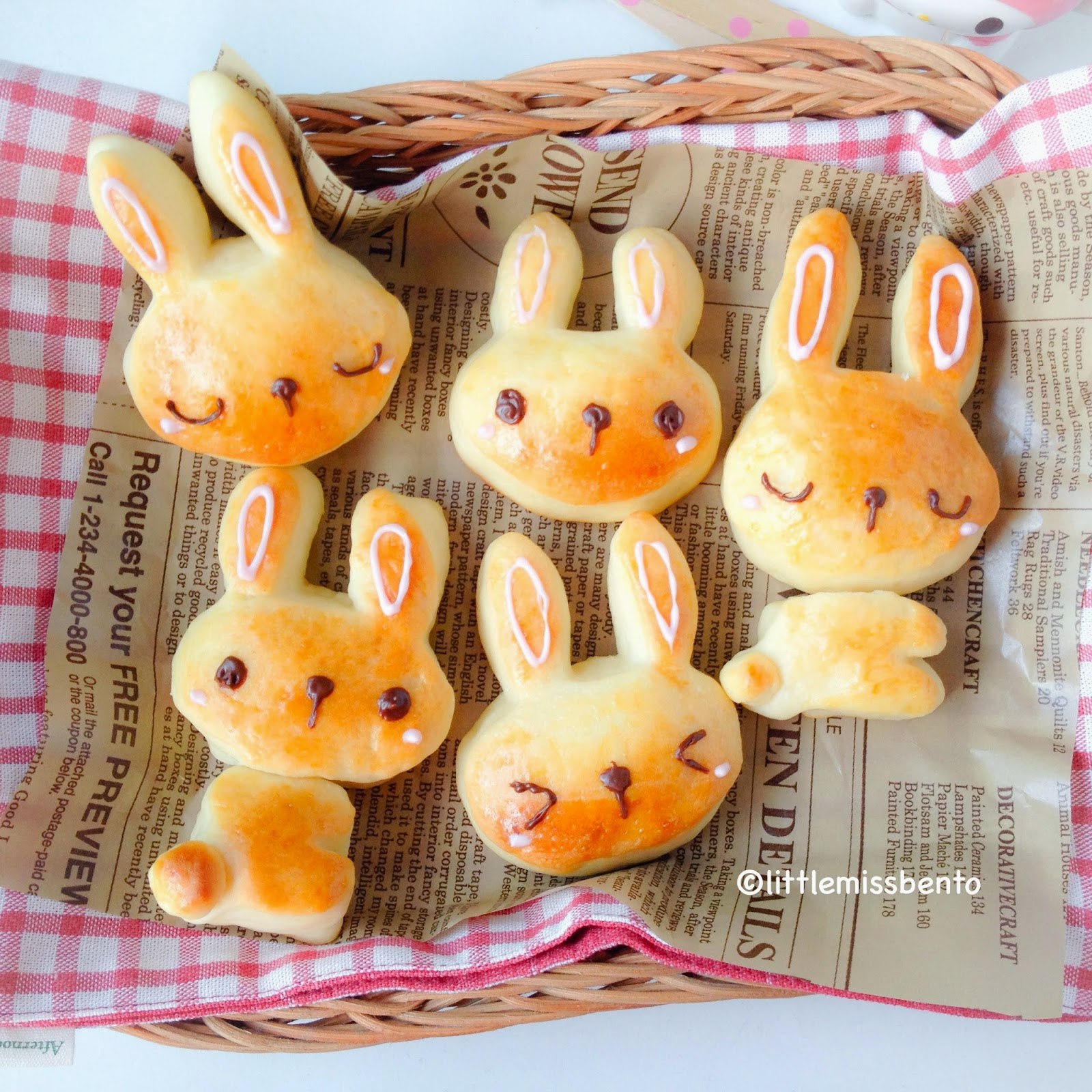Recipe for Bunny Bread Buns ウサギちゃんのパン・レシピ Little Miss Bento
