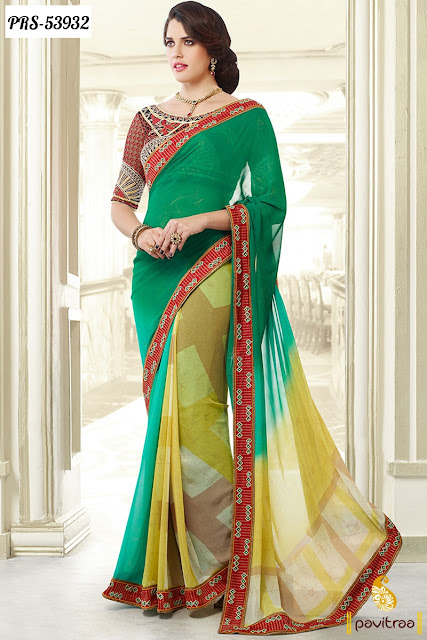 multicolor georgette bollywood  designer saree online shopping