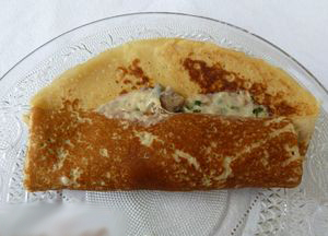 Recette des crêpes à la sauce béchamel au champignon au four