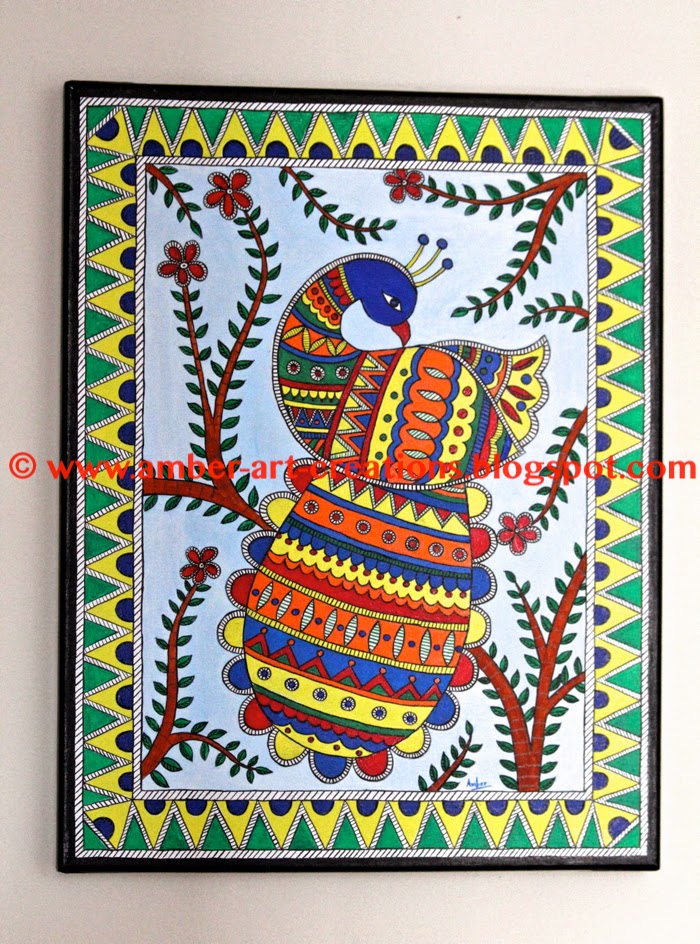 Amber Art Creations Arts Crafts And Diy Projects Madhubani Peacock