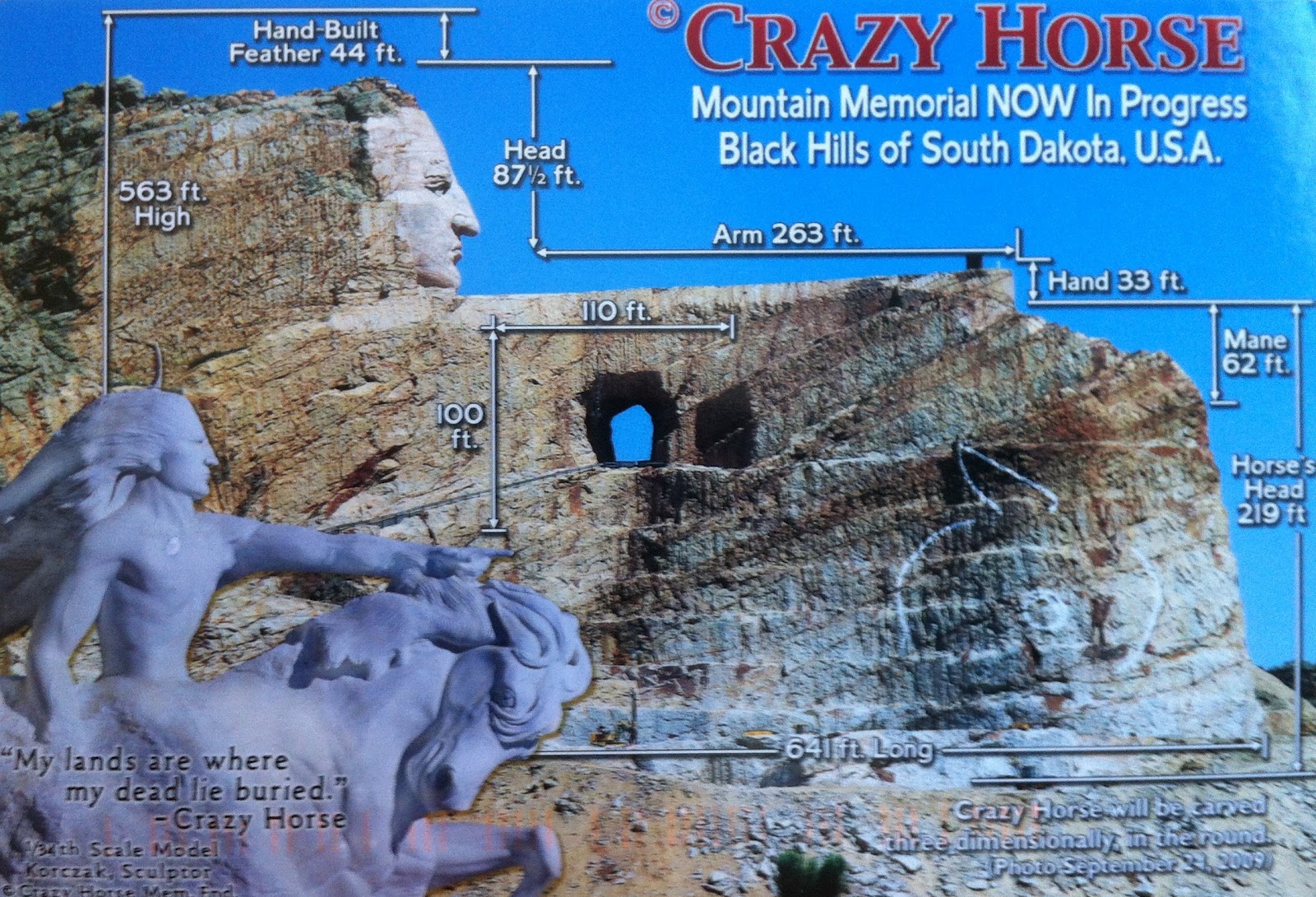 U.S.A Postman Crazy Horse Memorial World's Largest Sculpture in
