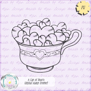 "Cup of Hearts" digital stamp freebie from Breath of Rain Scraps