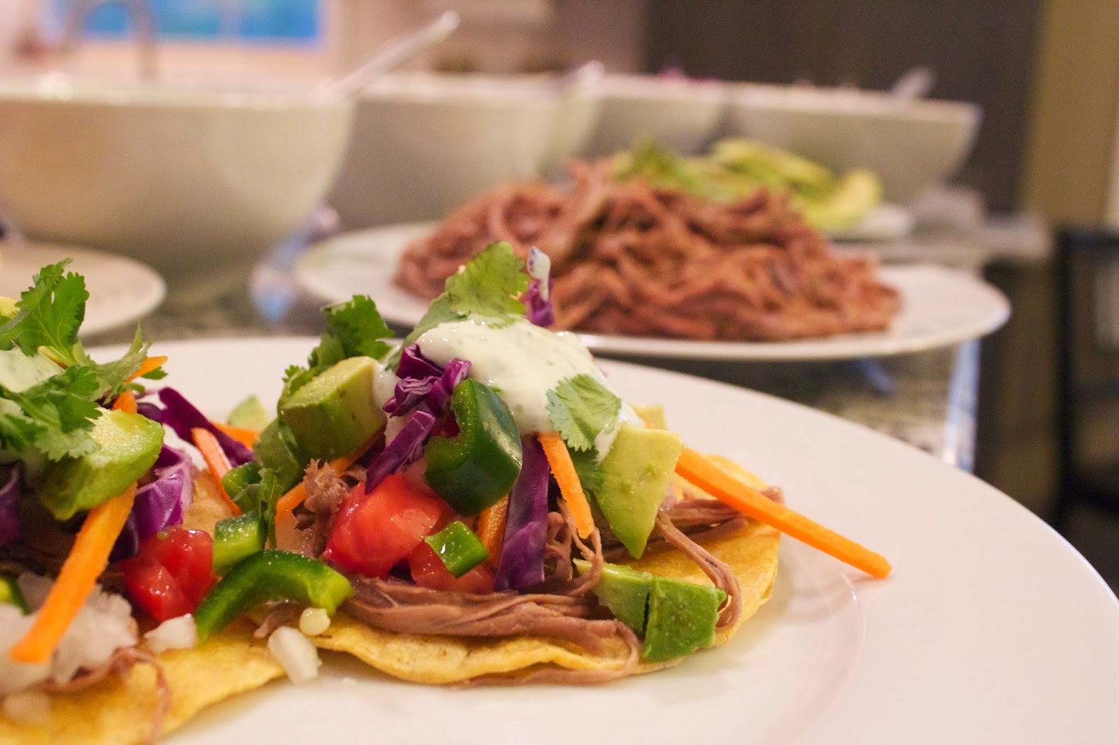 Thyme In Our Kitchen Flank Steak Tostadas with Cilantro Yogurt Sauce