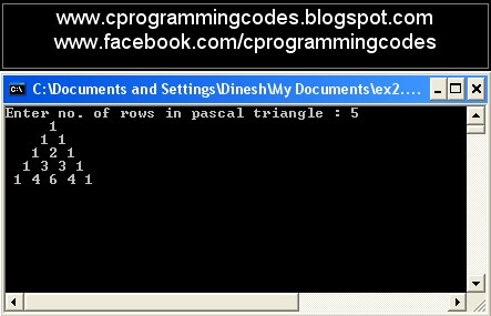 C Program Pascal Triangle Code