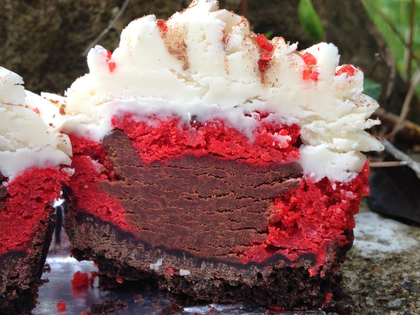 Rachel's Cookery Red velvet cupcakes with dark ganache filling and