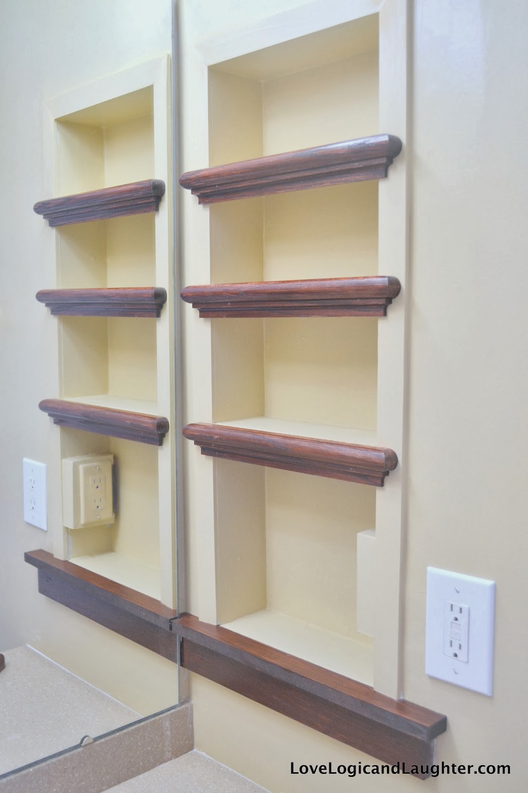 Using Stair Tread Nosing as Finishing Trim on Builtin Shelves Logic