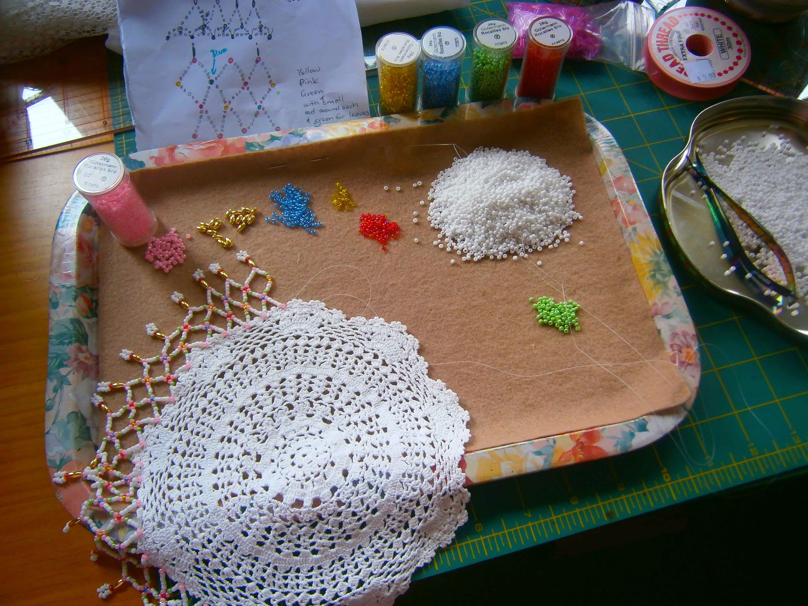 Season's from my window High Tea and Beaded Milk Jug Covers