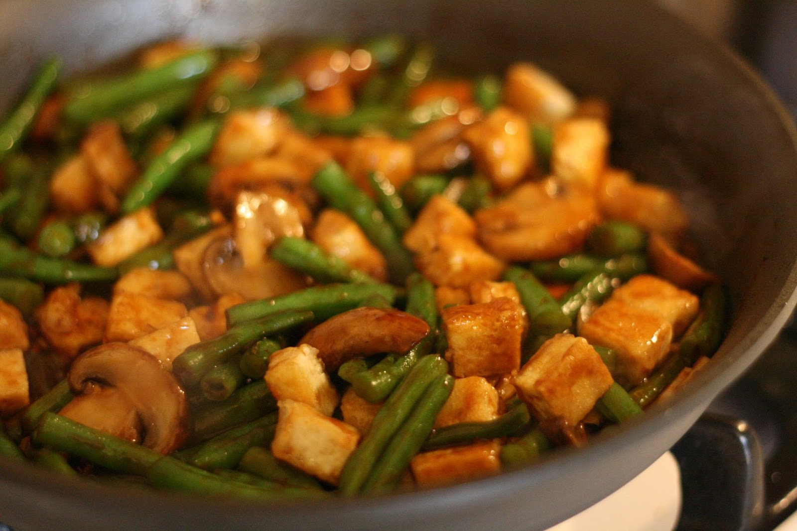 Laine's Recipe Box Szechuan Tofu, Green Beans, and Mushrooms