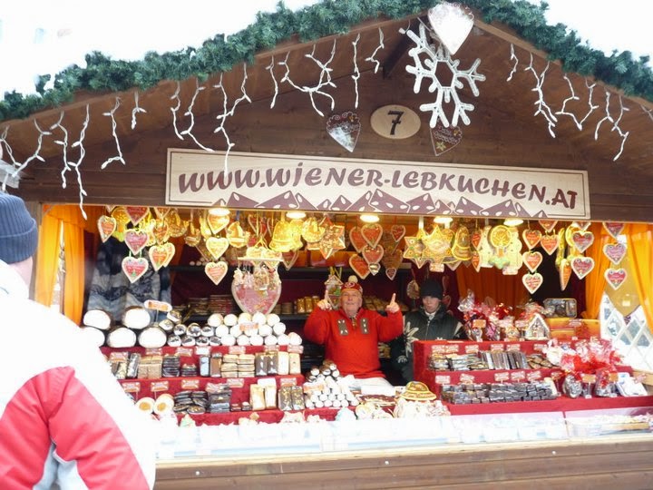 A lebkuchen stall at a Christmas market in Vienna