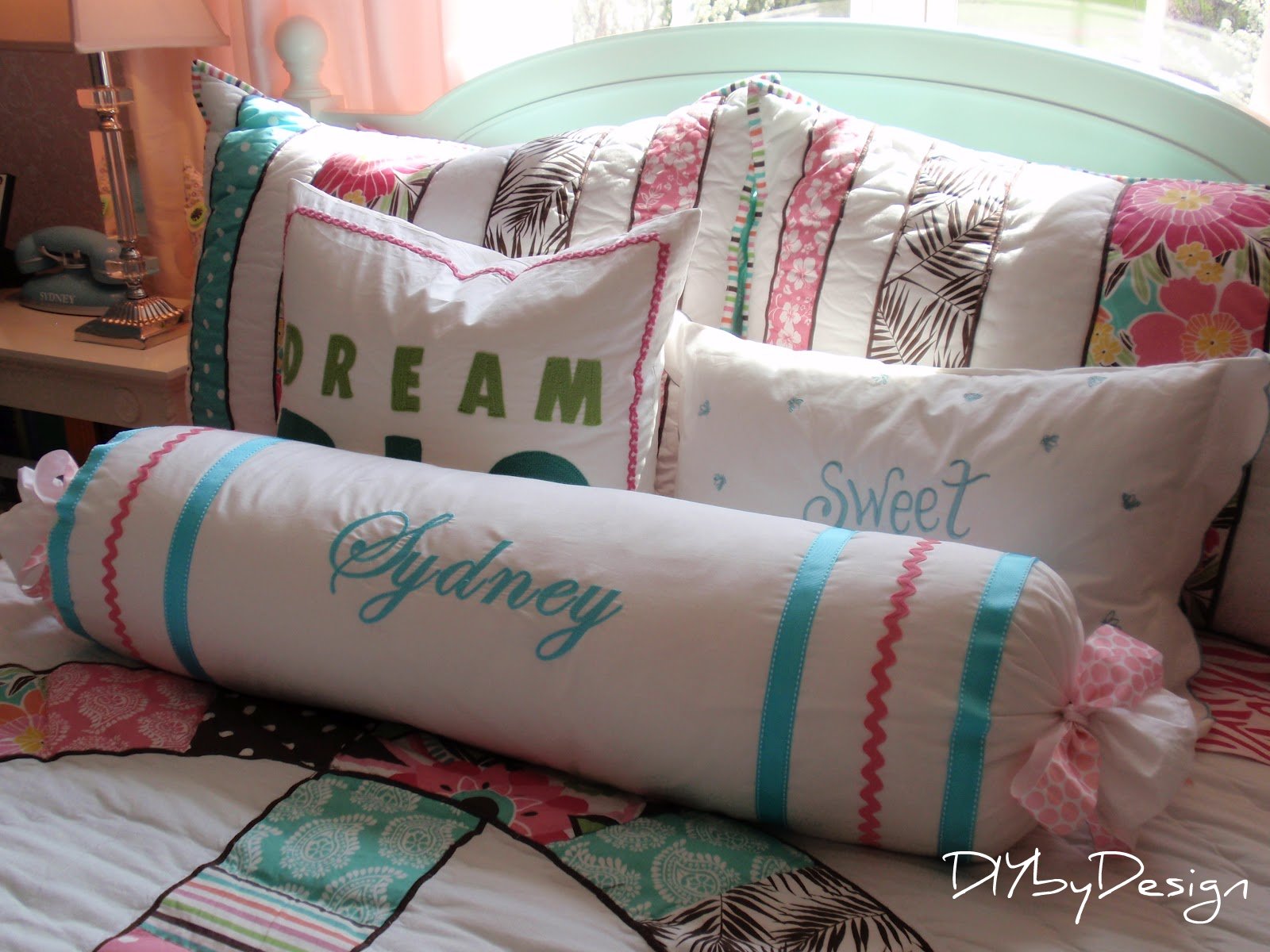 DIY by Design Embroidered Bolster Pillow