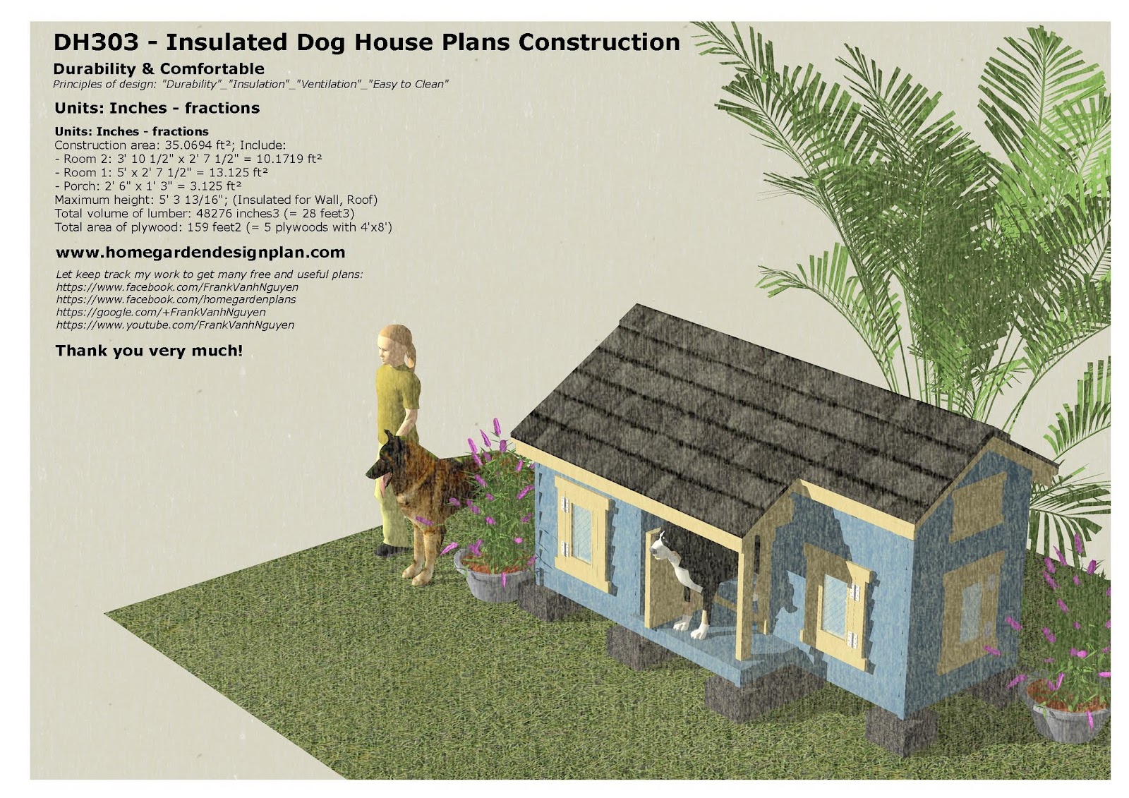 DH303 Insulated Dog House Plans Dog House Design How To Build An