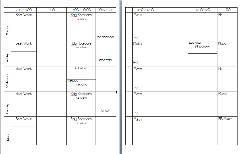 life schedule template
