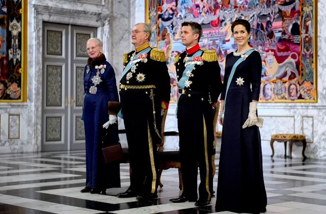 Queen Margrethe of Denmark, Prince Henrik of Denmark, Crown Prince Frederik of Denmark and Crown Princess Mary of Denmark
