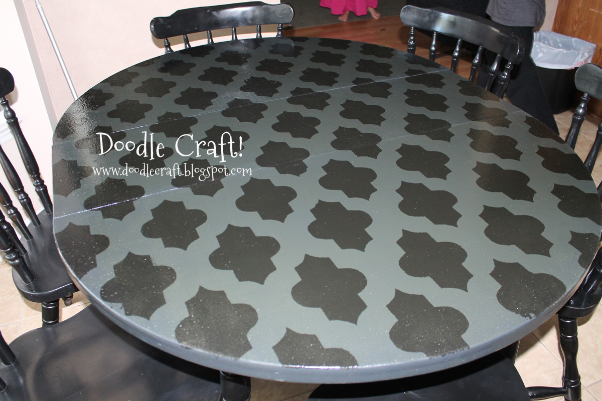Doodlecraft Stencil a Round Kitchen Table tutorial!