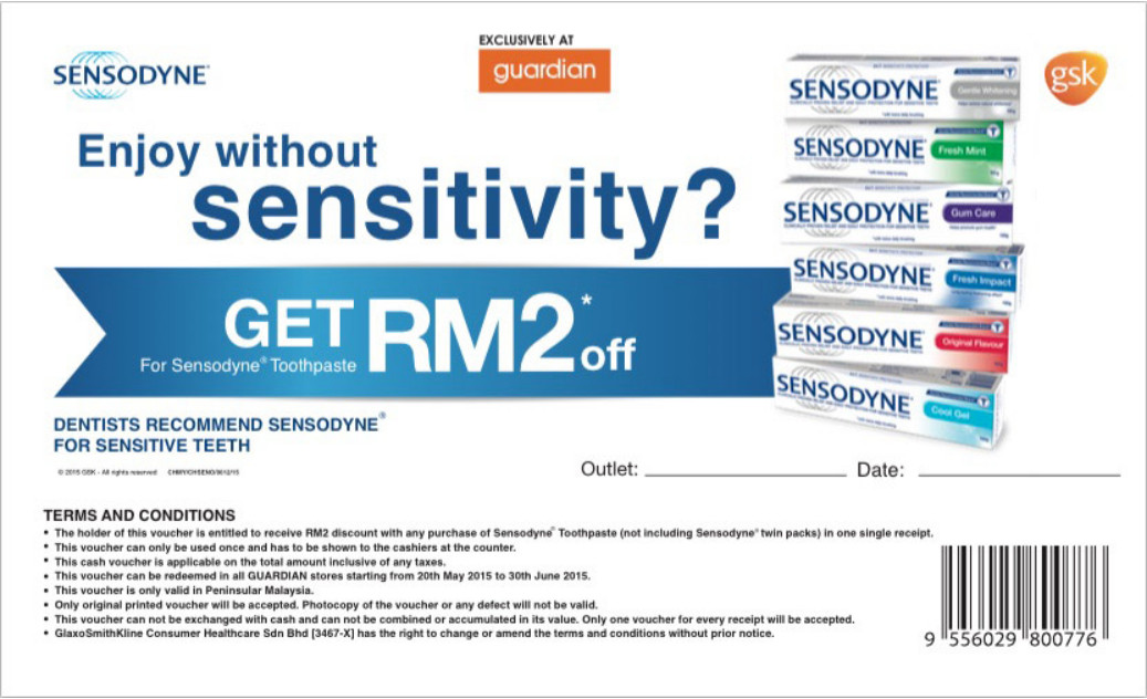Sensodyne Free RM2 Off Voucher for Sensodyne Toothpaste Malaysia Free