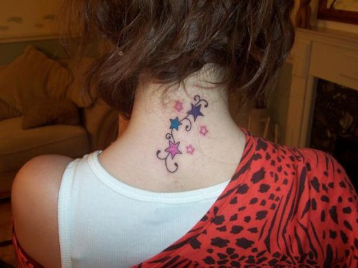 girls tattoos on neck. Did ya know that star tattoos