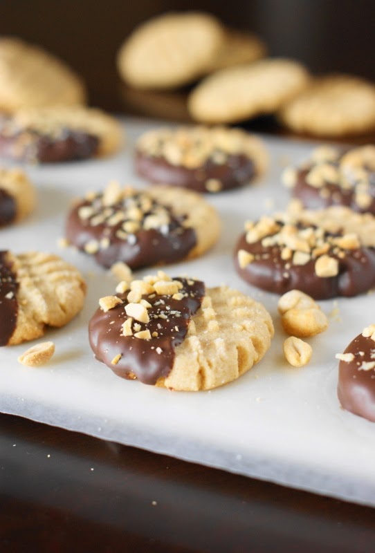 Salted Dark Chocolate Dipped Peanut Butter Cookies The Kitchen is My
