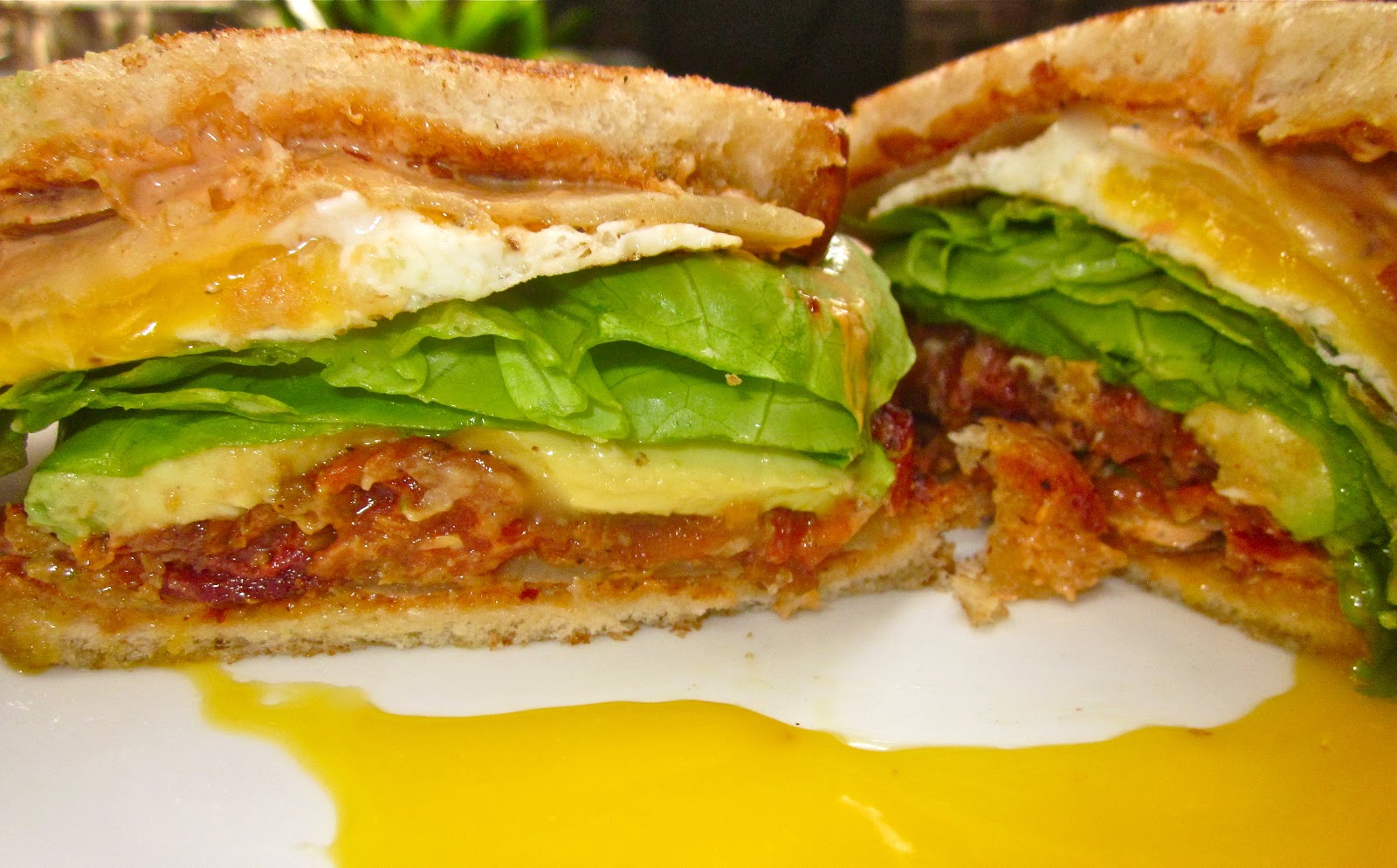 Haute + Heirloom Spicy Fried Egg BLT’s with Tomato Confit,