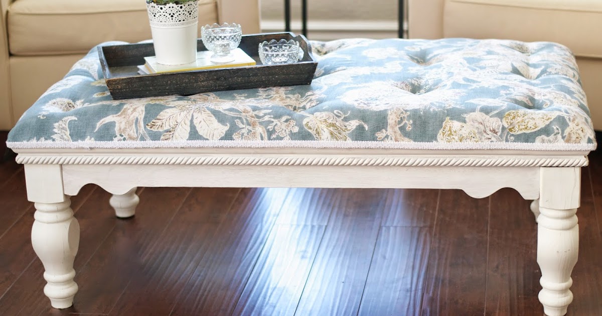 Tufted ottoman before & after Paddington Way.